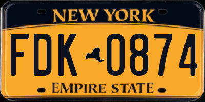 NY license plate FDK0874