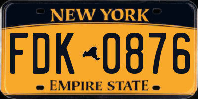 NY license plate FDK0876