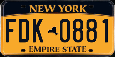 NY license plate FDK0881
