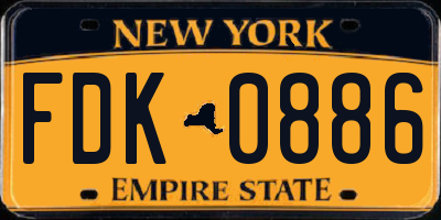 NY license plate FDK0886