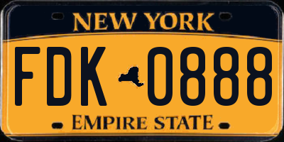 NY license plate FDK0888