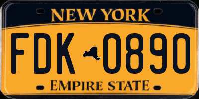 NY license plate FDK0890