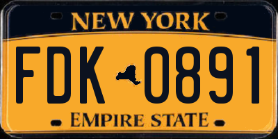 NY license plate FDK0891