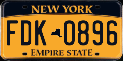 NY license plate FDK0896