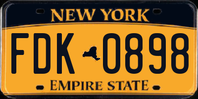 NY license plate FDK0898