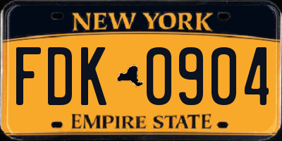 NY license plate FDK0904