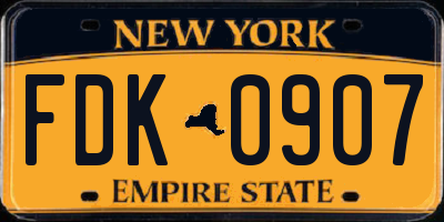 NY license plate FDK0907