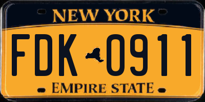 NY license plate FDK0911
