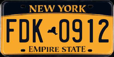 NY license plate FDK0912