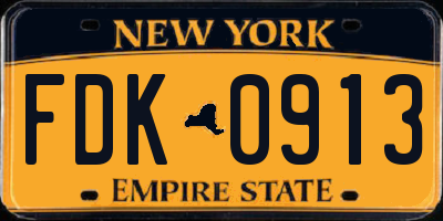 NY license plate FDK0913