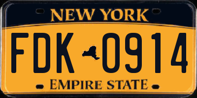 NY license plate FDK0914