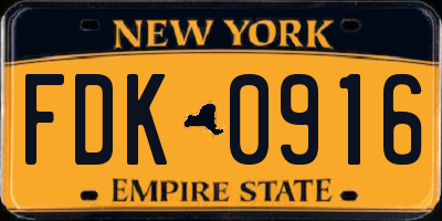 NY license plate FDK0916