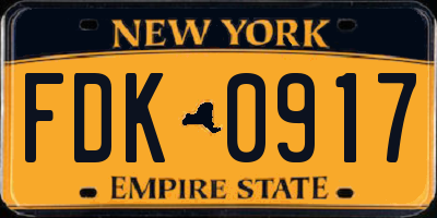 NY license plate FDK0917