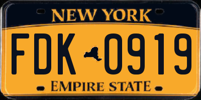 NY license plate FDK0919