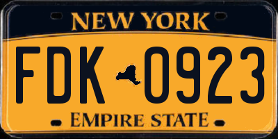 NY license plate FDK0923
