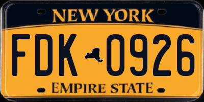 NY license plate FDK0926