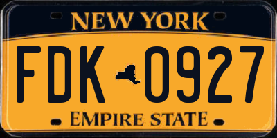 NY license plate FDK0927