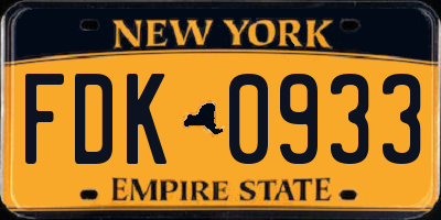 NY license plate FDK0933