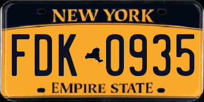 NY license plate FDK0935