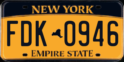 NY license plate FDK0946