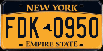 NY license plate FDK0950