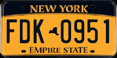 NY license plate FDK0951