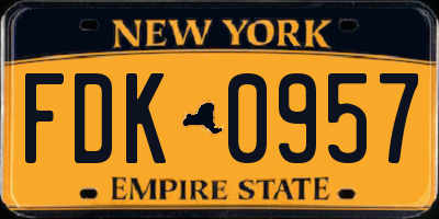 NY license plate FDK0957