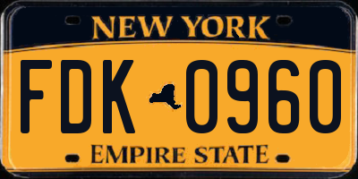 NY license plate FDK0960