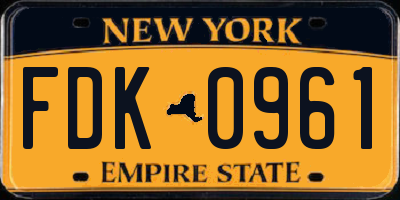 NY license plate FDK0961