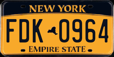 NY license plate FDK0964