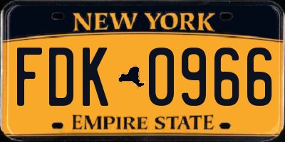 NY license plate FDK0966