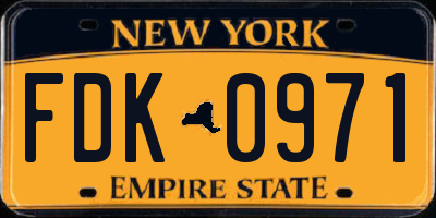 NY license plate FDK0971