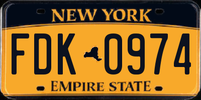 NY license plate FDK0974
