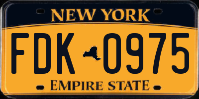 NY license plate FDK0975