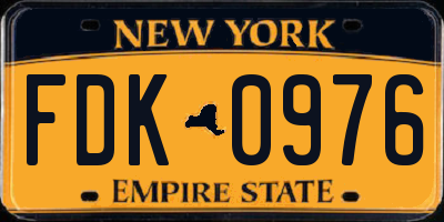 NY license plate FDK0976