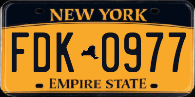 NY license plate FDK0977