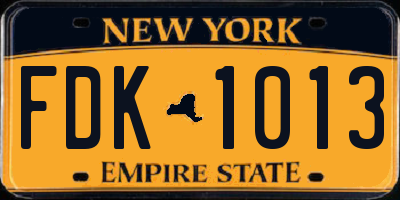 NY license plate FDK1013