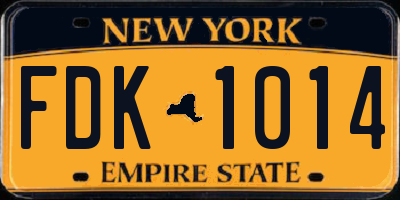 NY license plate FDK1014