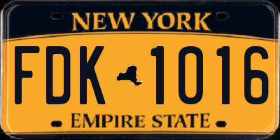 NY license plate FDK1016