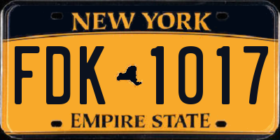 NY license plate FDK1017