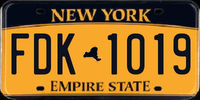 NY license plate FDK1019