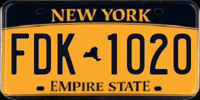 NY license plate FDK1020