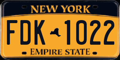NY license plate FDK1022