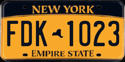 NY license plate FDK1023