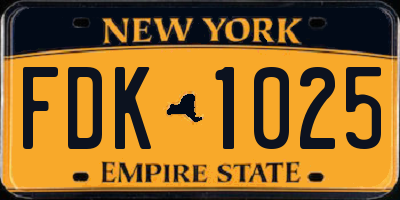 NY license plate FDK1025