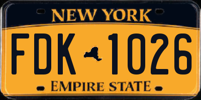 NY license plate FDK1026