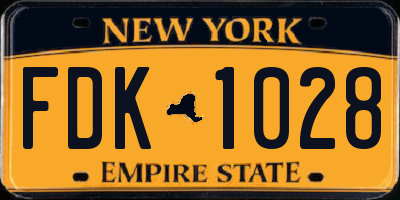NY license plate FDK1028
