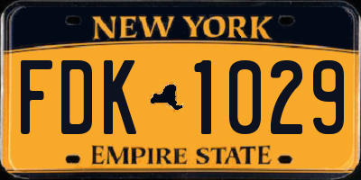 NY license plate FDK1029