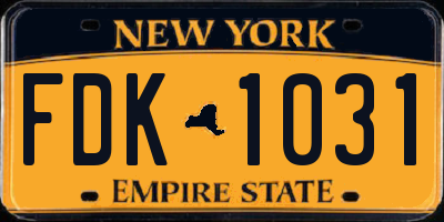 NY license plate FDK1031