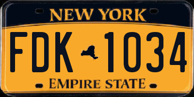 NY license plate FDK1034